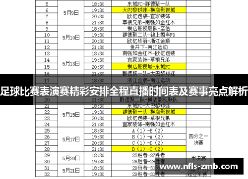 足球比赛表演赛精彩安排全程直播时间表及赛事亮点解析